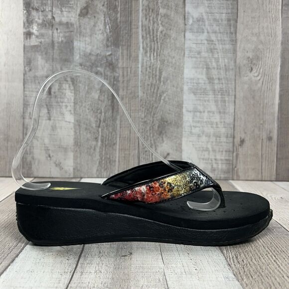 Volatile Y2K Women's Platform Sandal Flip Flop Thong Sequin Slip On Black Size 8 - Picture 6 of 16